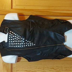 Studded leather biker vest